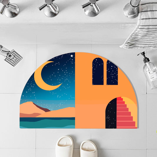 Feblilac Semicircle Simple Style House Mountains Diatomaceous Earth Mat