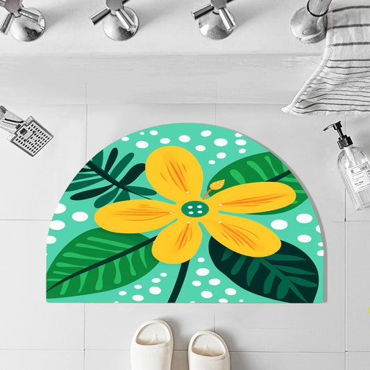 Feblilac Semicircle Yellow Flower Green Background Diatomaceous Earth Mat