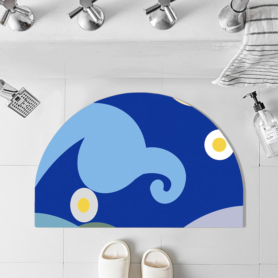 Feblilac Semicircle Simple Strokes of Starry Sky Diatomaceous Earth Mat