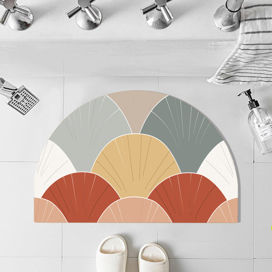 Feblilac Semicircle Orange Wavy Semicircle Diatomaceous Earth Mat