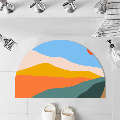 Feblilac Semicircle Colorful Mountains Sunrise Diatomaceous Earth Mat