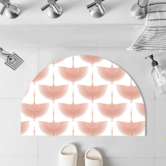 Feblilac Semicircle Pink Crane Diatomaceous Earth Mat