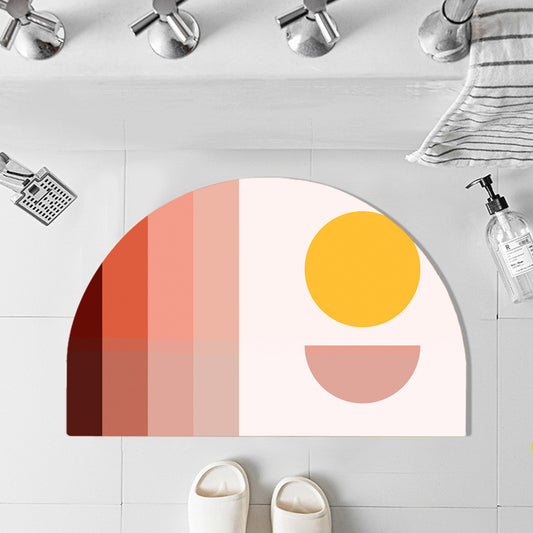 Feblilac Semicircle Pink Sun Stripes Diatomaceous Earth Mat