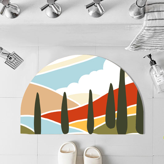 Feblilac Semicircle Red and Blue Mountains Diatomaceous Earth Mat