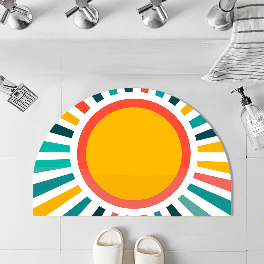 Feblilac Semicircle Colorful Sun Rays Diatomaceous Earth Mat