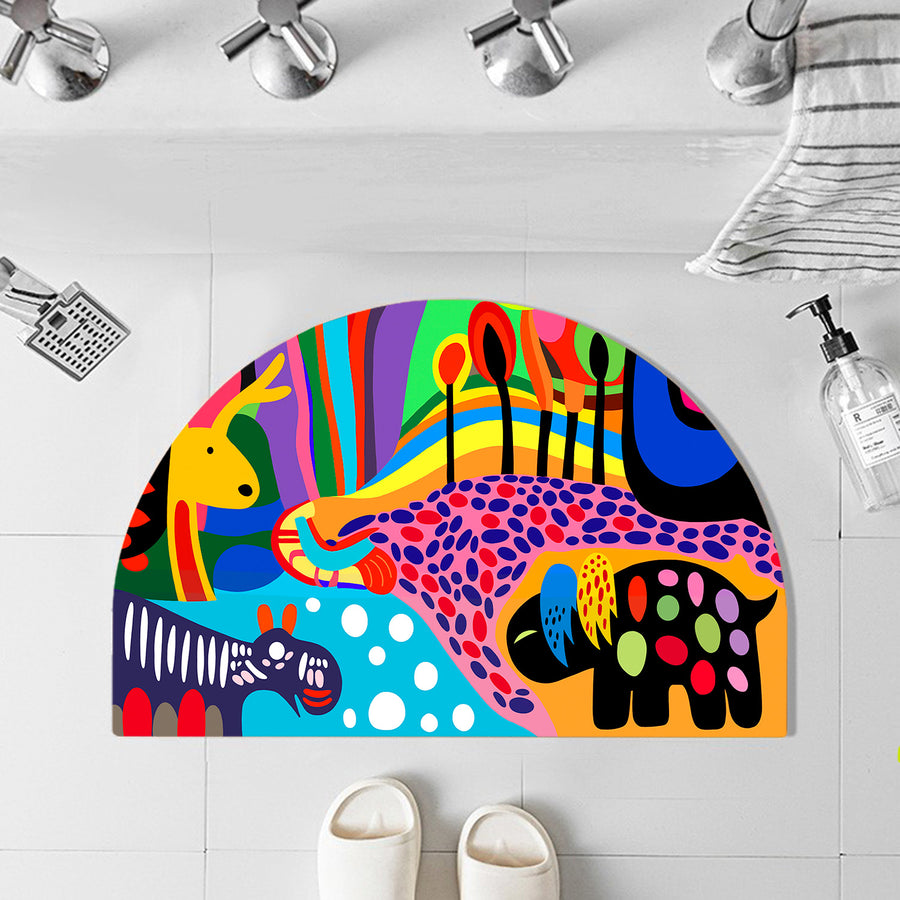 Feblilac Semicircle Children's Drawings Diatomaceous Earth Mat