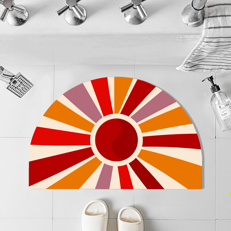 Feblilac Semicircle Sun Rays Shining Diatomaceous Earth Mat