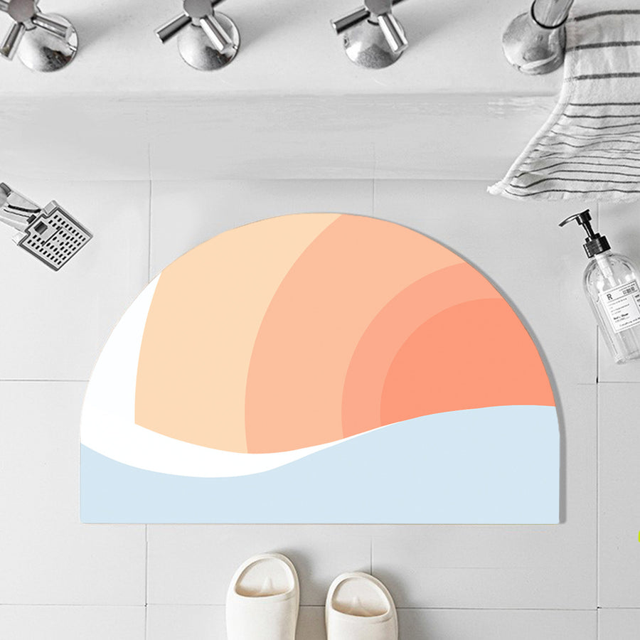 Feblilac Semicircle Pink Gradient Sun Rising Diatomaceous Earth Mat