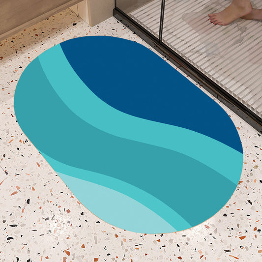 Feblilac Oval Gradient Blue Flowing Waves Diatomaceous Earth