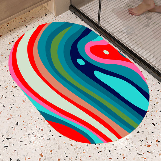 Feblilac Oval Blue Orange Green Curve Texture Diatomaceous Earth