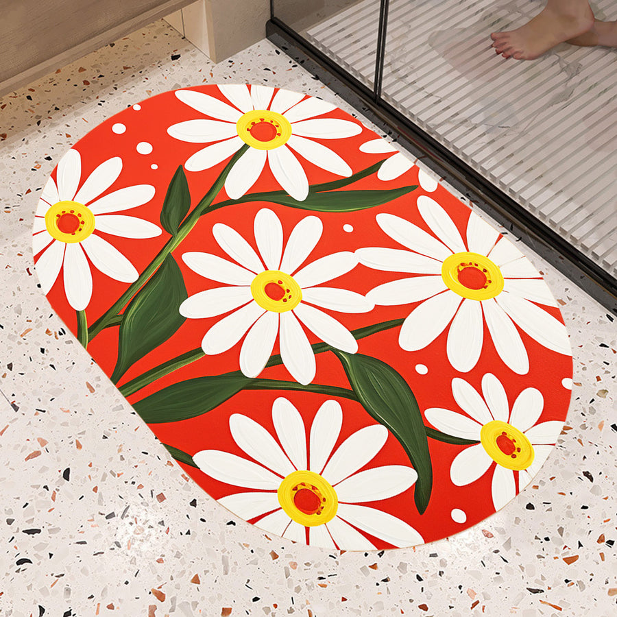Feblilac Oval Daisy Red Background Diatomaceous Earth