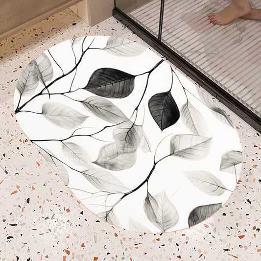 Feblilac Oval Black and White Leaf Texture Diatomaceous Earth