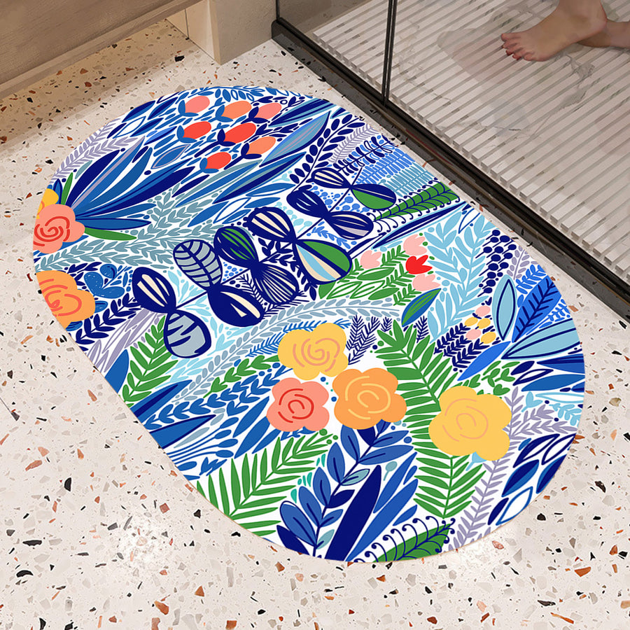 Feblilac Oval Tropical Leaves Diatomaceous Earth