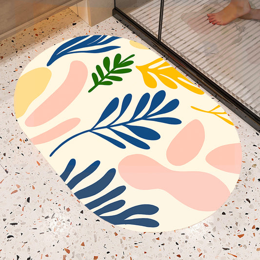 Feblilac Oval Colorful Modern Leaf Color Blocks Diatomaceous Earth