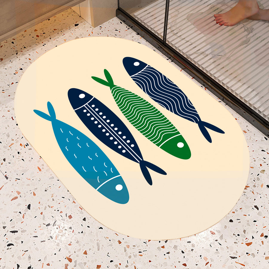 Feblilac Oval Blue Simple Fish Diatomaceous Earth