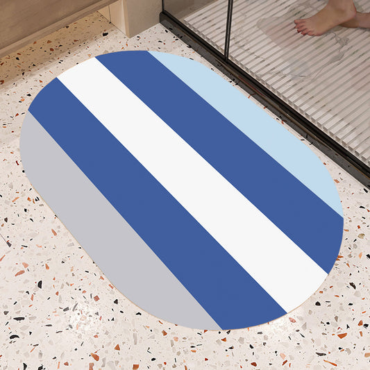 Feblilac Oval Blue and White Stripes Diatomaceous Earth