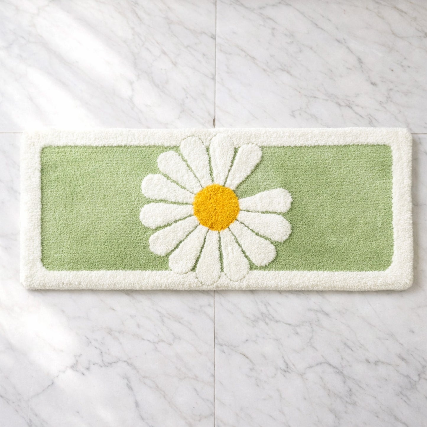 Feblilac Blue/Green/ Grey Daisy Runner Mat for Bedroom Bathroom, 50x120cm / 20"x47"