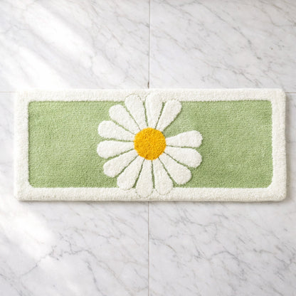 Feblilac Blue/Green/ Grey Daisy Runner Mat for Bedroom Bathroom, 50x120cm / 20"x47"