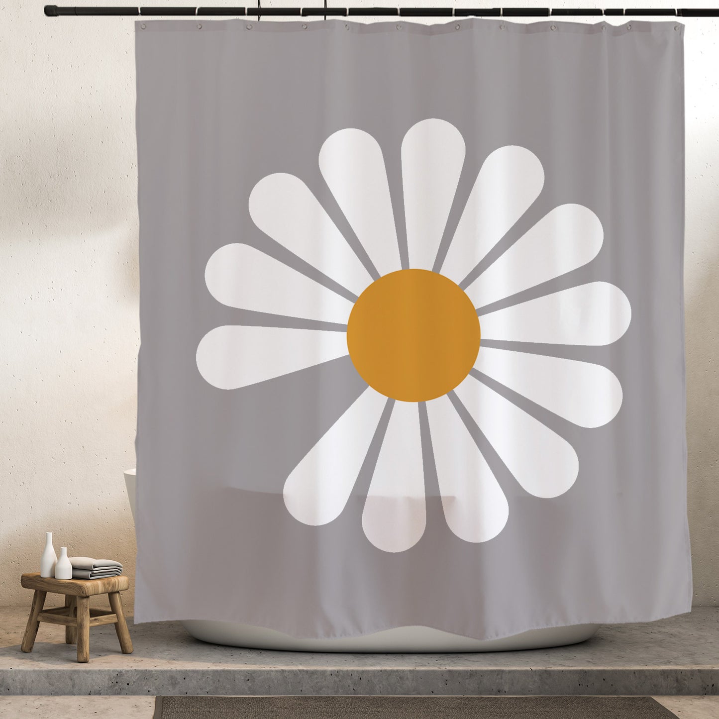 Daisy Flower Shower Curtain with Hooks