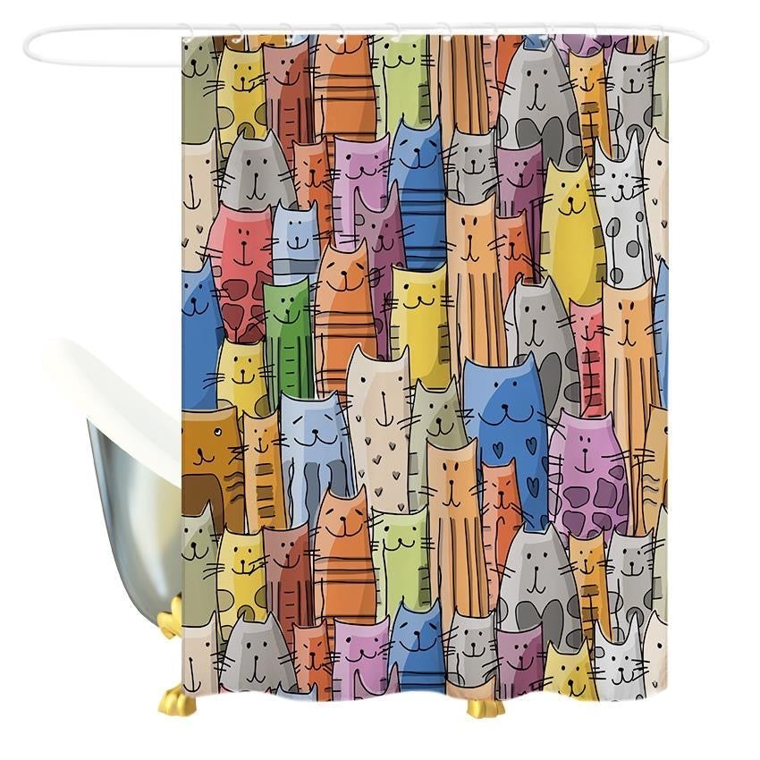 Cat Pattern Bath Shower Curtain - view 2