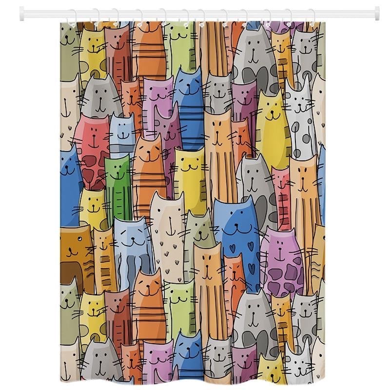 Cat Pattern Bath Shower Curtain - view 4