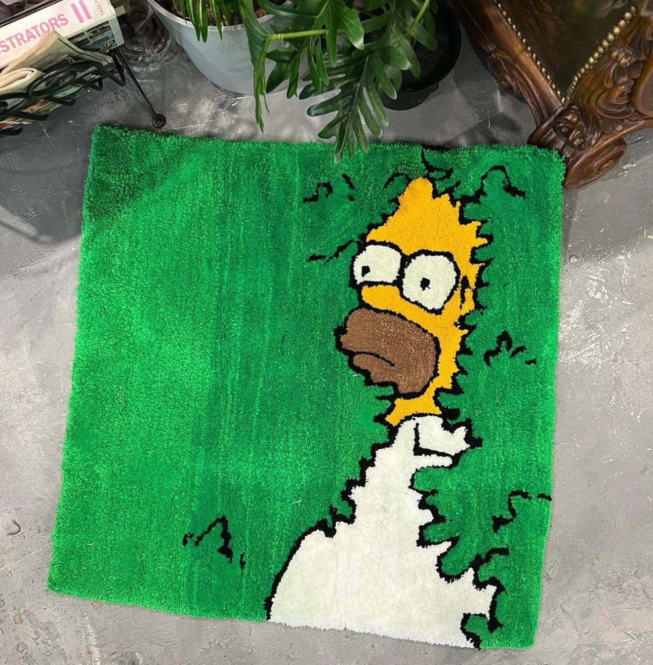 Fun Homer Simpson Rug for Living Room Bedroom, Cartoon Area Rug