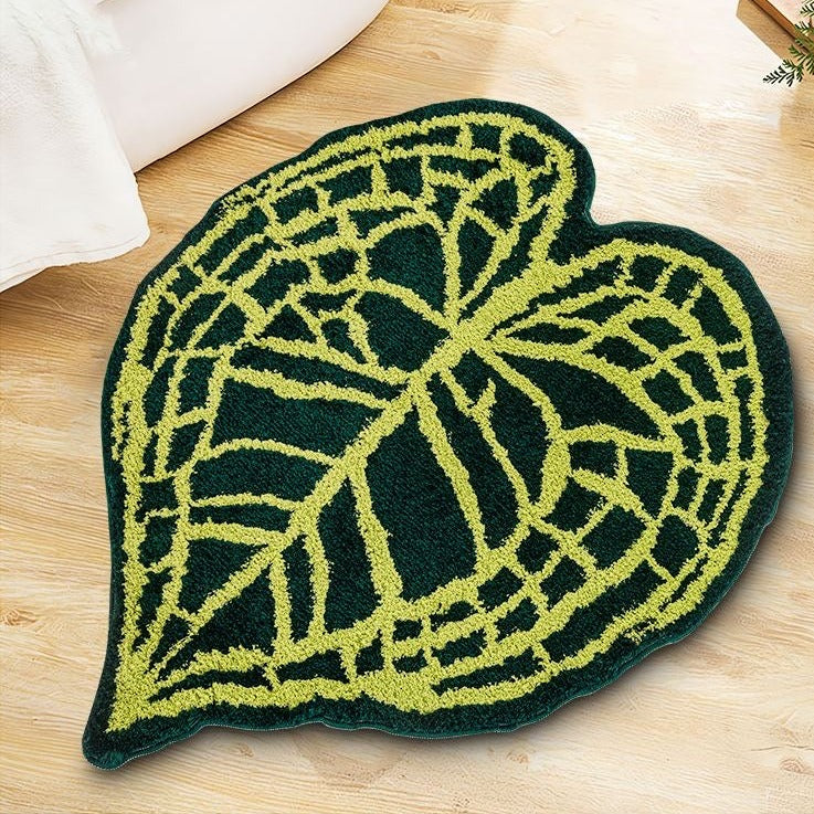 Feblilac Tropical Green Leaf Mat, Kitchen Bedroom Are Rug