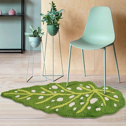 Feblilac Tropical Green Leaf Mat, Kitchen Bedroom Are Rug, Long Runner Mat