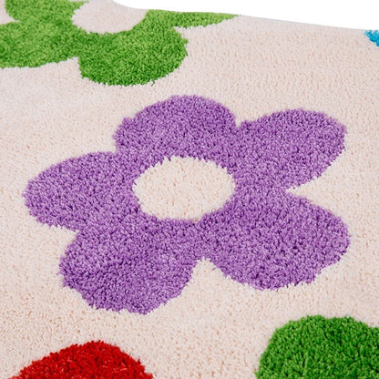 Feblilac Cute Floral Bathroom Mat, Flower Long Runner Bath Rug