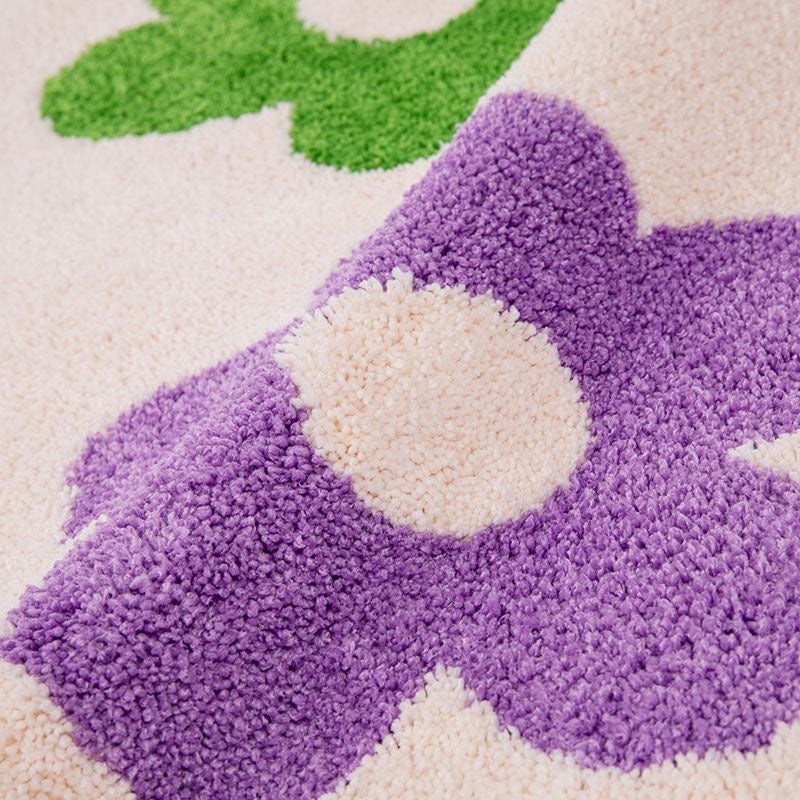 Feblilac Cute Floral Bathroom Mat, Flower Long Runner Bath Rug