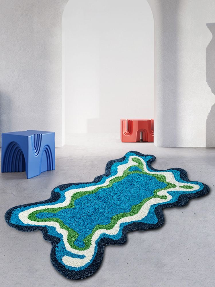 Feblilac Red Dizzy Mat for Bathroom Living Room, Fun Abstract Area Rug - view 2