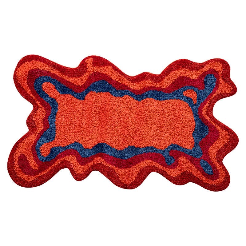 Feblilac Red Dizzy Mat for Bathroom Living Room, Fun Abstract Area Rug