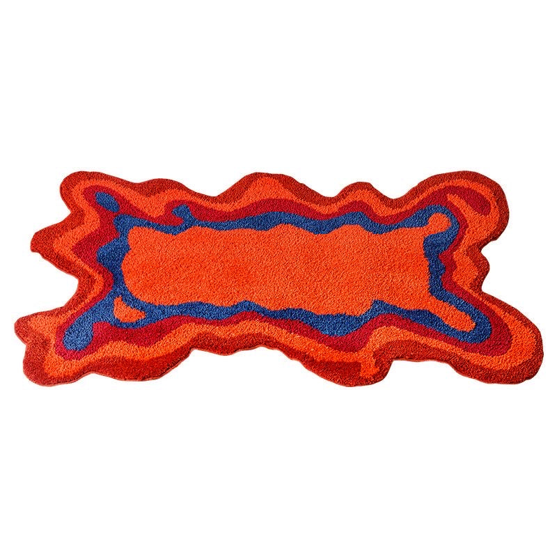 Feblilac Red Dizzy Mat for Bathroom Living Room, Fun Abstract Area Rug