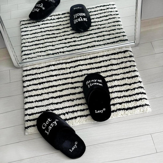 Black and White Stripes Bath Mat