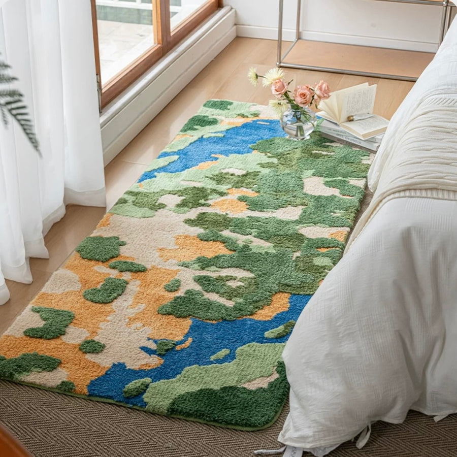 Green Moss Leaves Long Runner for Bedroom 31"x78", 80x200cm - view 2