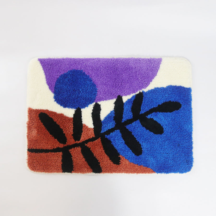 Feblilac Abstract Leaf Bath Mat - Modern Art Style Home Decor Rug - view 2