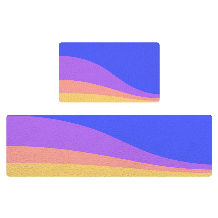 Feblilac Blue Purple Mountain PVC Leather Kitchen Mat - view 2