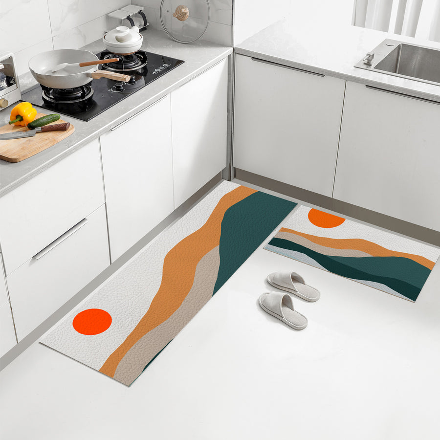 Feblilac Blue Mountains PVC Leather Kitchen Mat