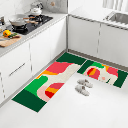 Feblilac Modern Abstract Woman PVC Leather Kitchen Mat