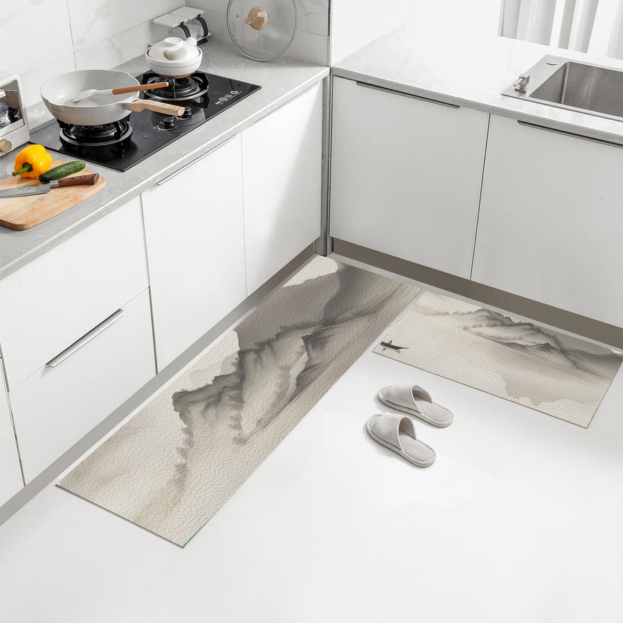 Feblilac Boat Landscape PVC Leather Kitchen Mat