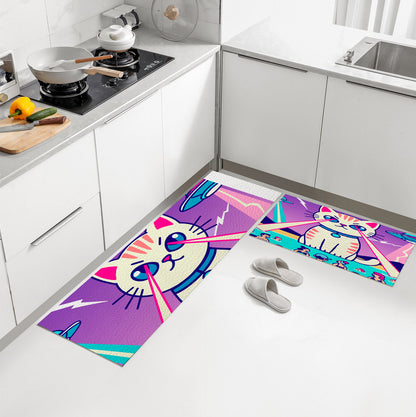 Feblilac Laser Cat PVC Leather Kitchen Mat