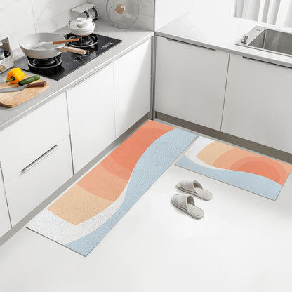 Feblilac Pink Gradient Sun Rising PVC Leather Kitchen Mat