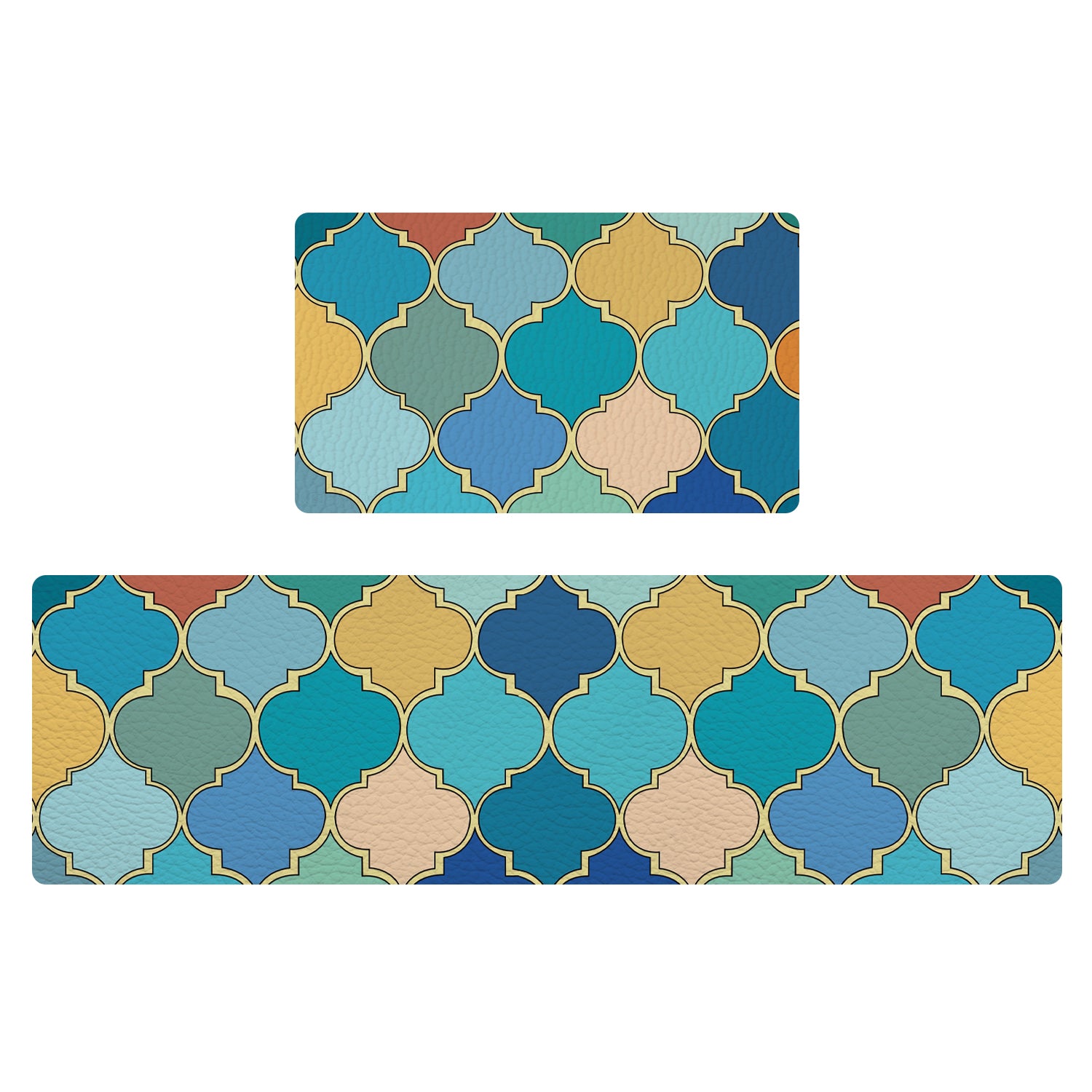 Feblilac Colorful Moroccan Pattern PVC Leather Kitchen Mat