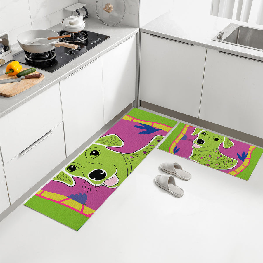 Feblilac Colorful Dog PVC Leather Kitchen Mat