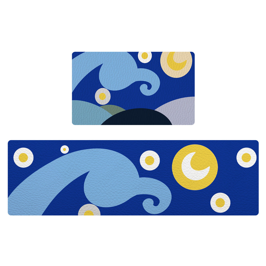 Feblilac Simple Strokes of Starry Sky PVC Leather Kitchen Mat - view 2