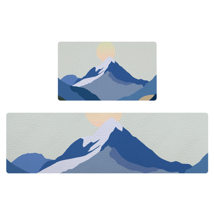 Feblilac the Snow Mountain of Sunrise PVC Leather Kitchen Mat - view 2