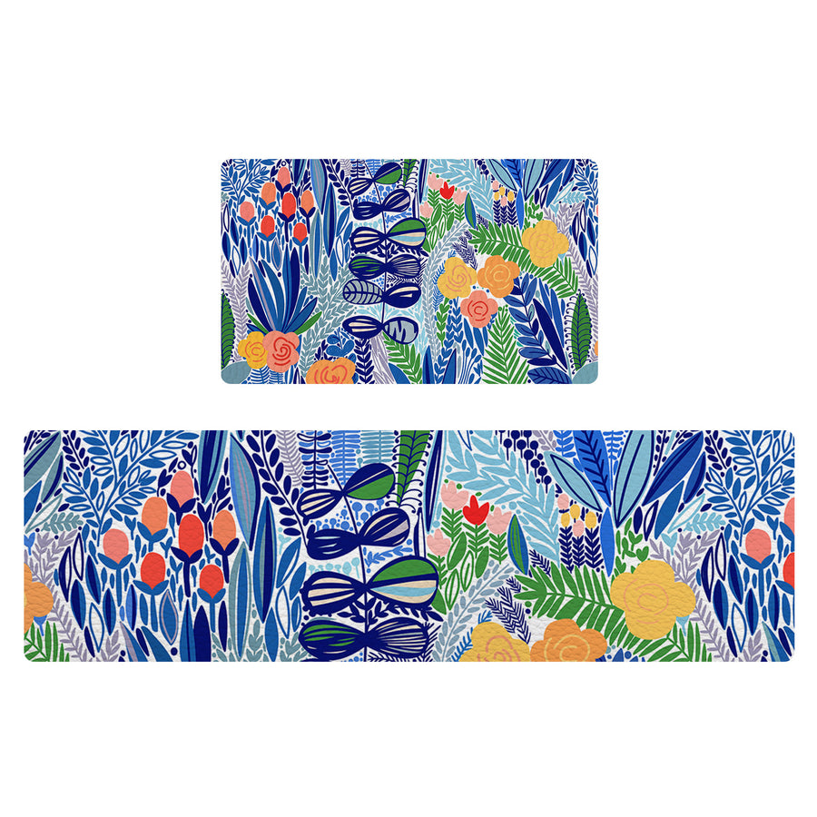 Feblilac Tropical Leaves PVC Leather Kitchen Mat - view 2