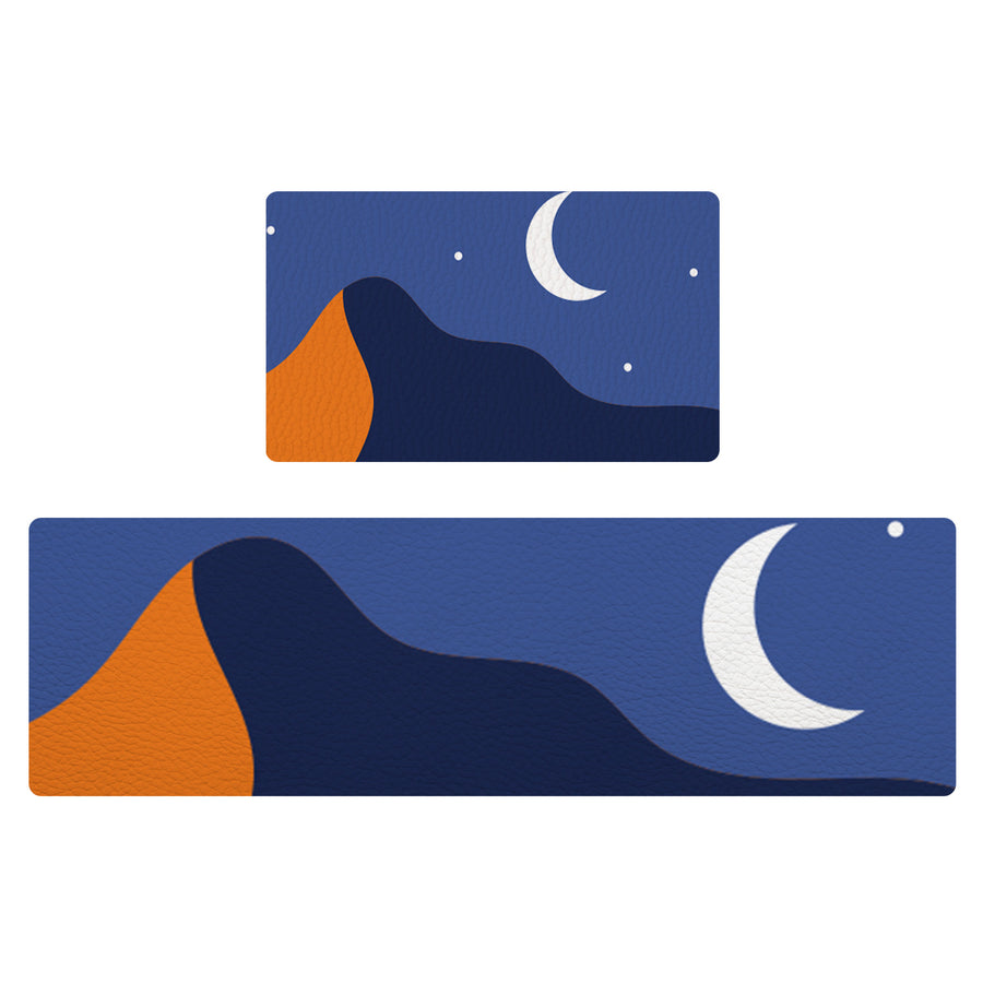 Feblilac Stars Moon and Mountains PVC Leather Kitchen Mat - view 2