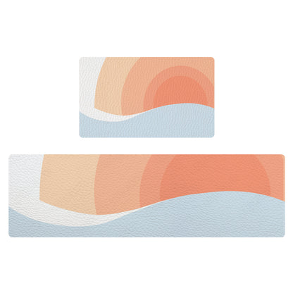Feblilac Pink Gradient Sun Rising PVC Leather Kitchen Mat