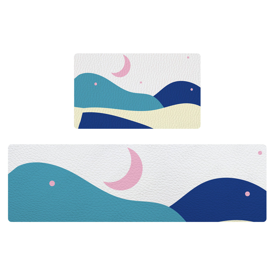 Feblilac Blue Pink Night Starry Sky PVC Leather Kitchen Mat - view 2